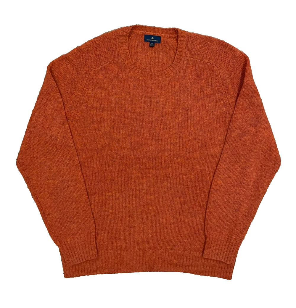 Brooks Brothers Sweater Mens XL 100% Wool Burnt Orange Crew Neck Preppy Pullover